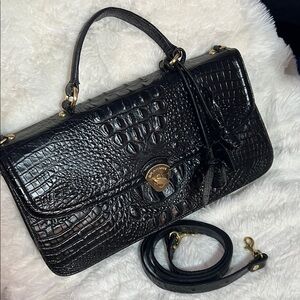 Brahmin Black Crocodile Embossed Handbag